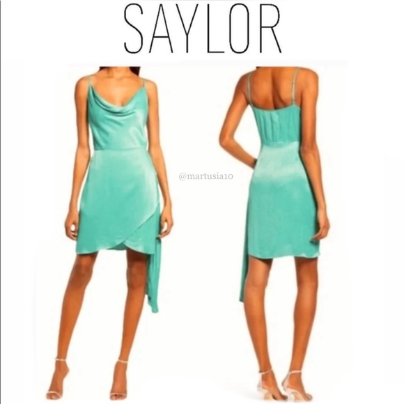 SAYLOR Dresses & Skirts - NWOT Saylor Mykonos Cowl Neck Satin Dress size small